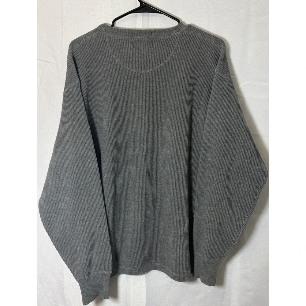 Eddie Bauer Men's Grey Ribbed Knit Cotton Pullover Crewneck Tall Large - Picture 5 of 14
